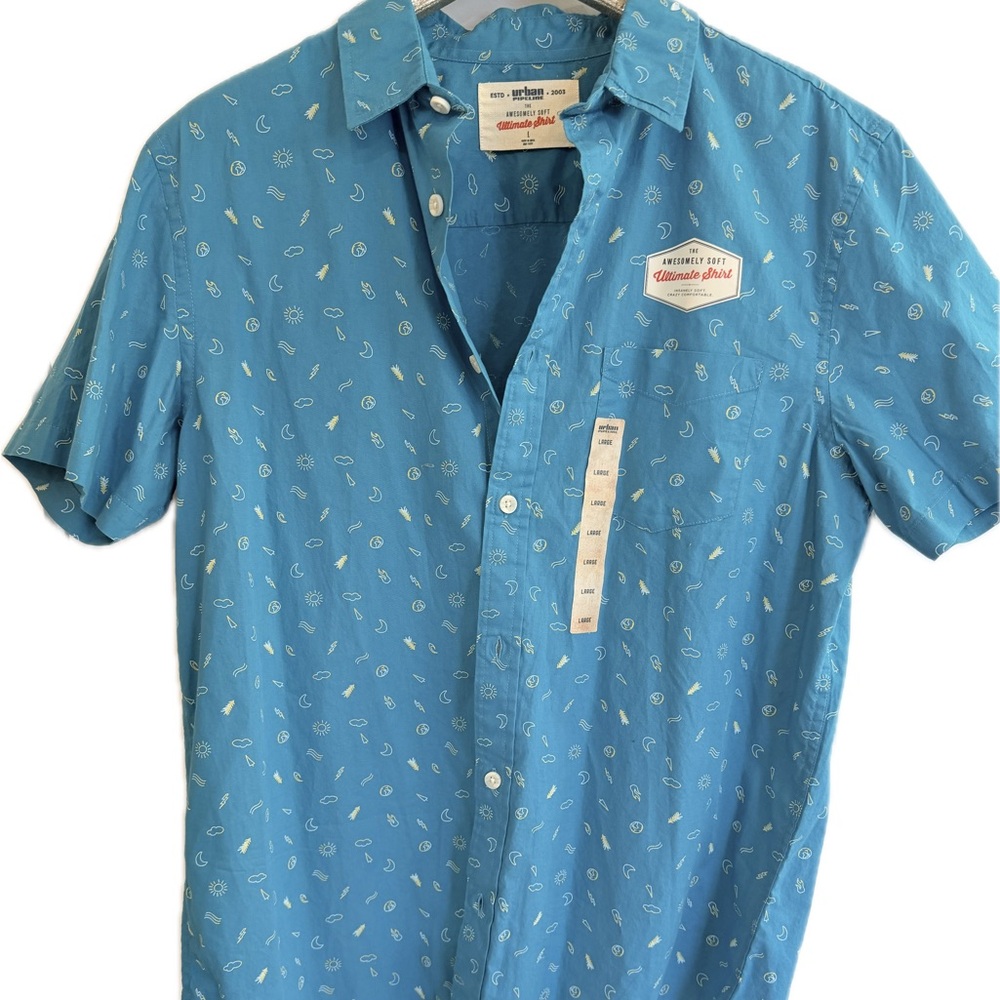 Urban Pipeline Blue Patterned Button Down Shirt